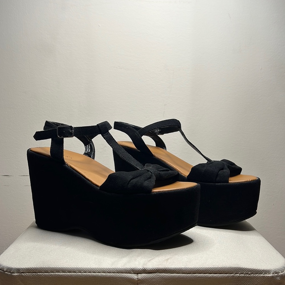 Black Platform Wedge Heels